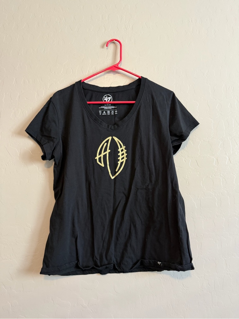 '47 Black V-Neck Tee with White Logo